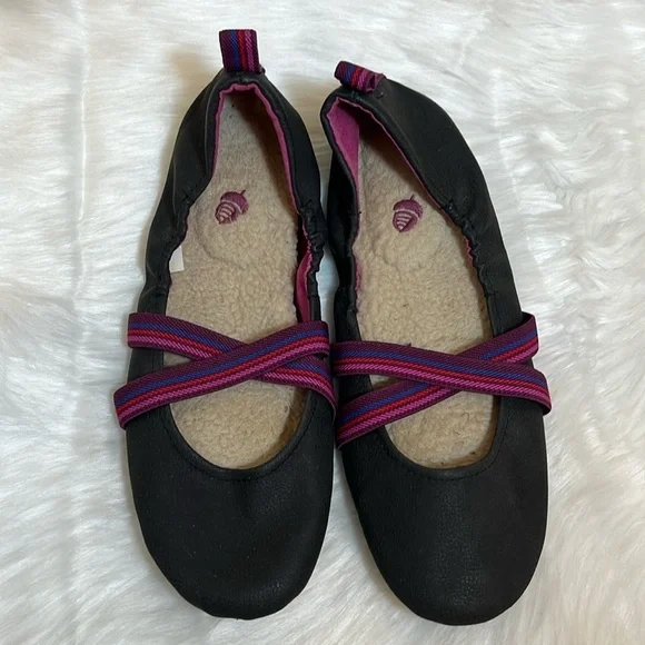 Acorn Black Fleece Lined Ballet Flats - Picture 1 of 11